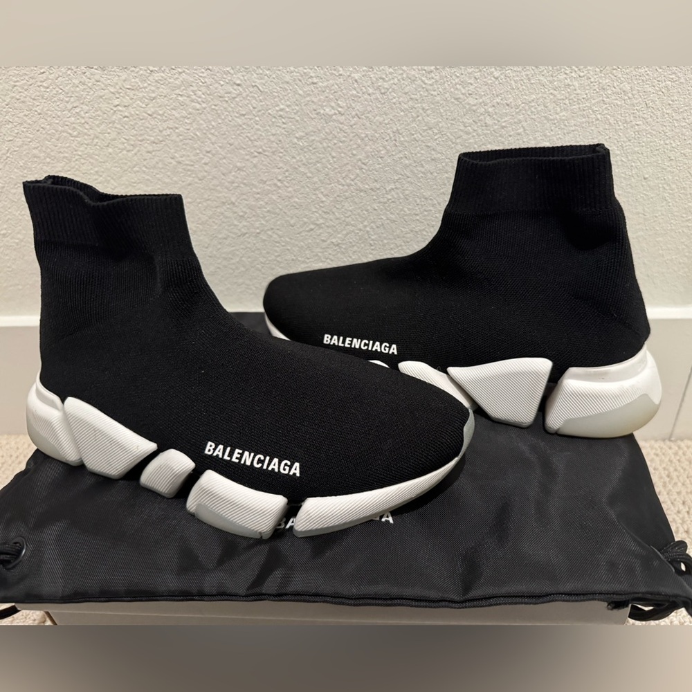 Balenciaga Black and White Sock Sneakers
